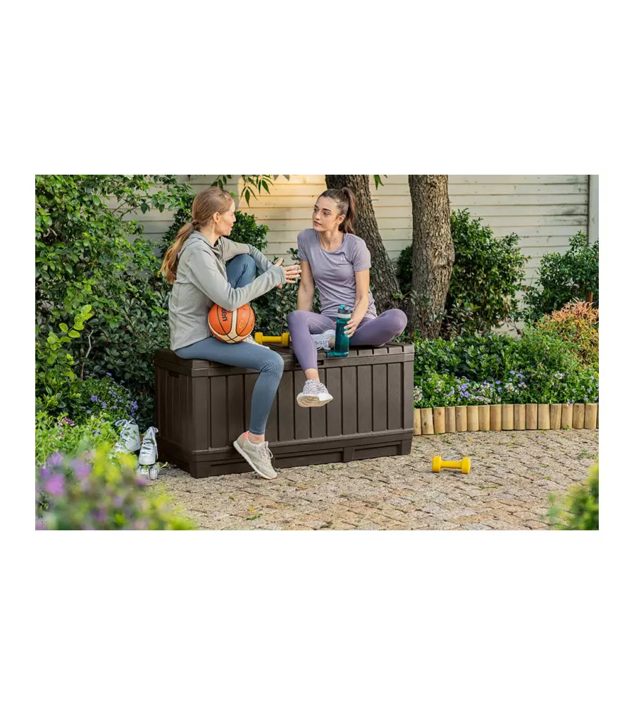 BAULE DA ESTERNO KETER "KENTWOOD" IN RESINA MARRONE EFFETTO LEGNO 350 LT 128X54X59 CM